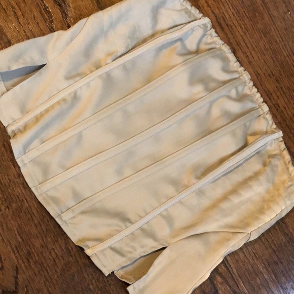 3/$20 Metallic Muted Sage Textured Satin Split-Hem Ribbed Corset - Picture 1 of 7